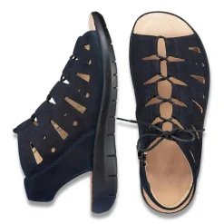 Femme idéalsko Sandales / Mules<Chaussures de confort Helvesko : modèle Aurora, bleu foncé