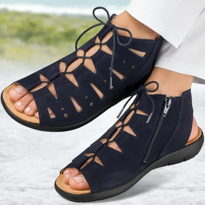 Femme idéalsko Sandales / Mules<Chaussures de confort Helvesko : modèle Aurora, bleu foncé
