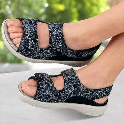 Femme idéalsko Sandales / Mules<Chaussures de confort Helvesko : modèle Alika, bleu multi