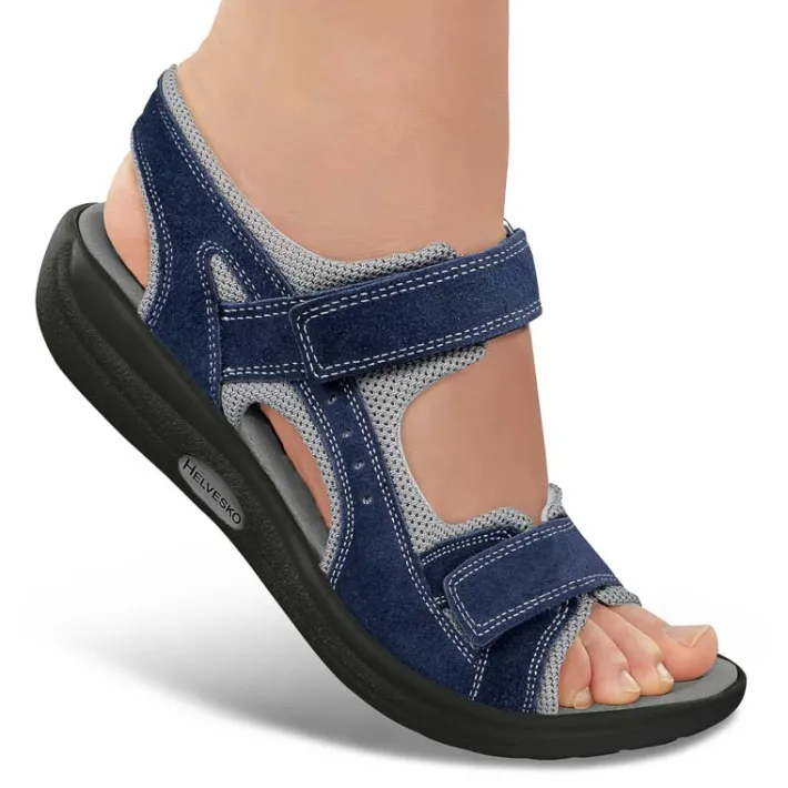 Femme idéalsko Sandales / Mules<Chaussures de confort Helvesko : modèle Bay, bleu