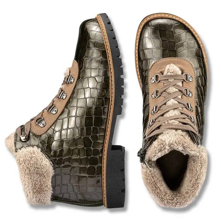 Femme idéalsko Spécial Orthèses|Bottes / Bottines<Chaussures de confort Helvesko : modèle Corvara, olive-gris